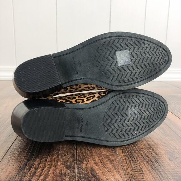 Cole Haan Leopard Print Ankle Boot Bold Neutral Dyed Calf Hair Size 5.5 Brown - Picture 12 of 15